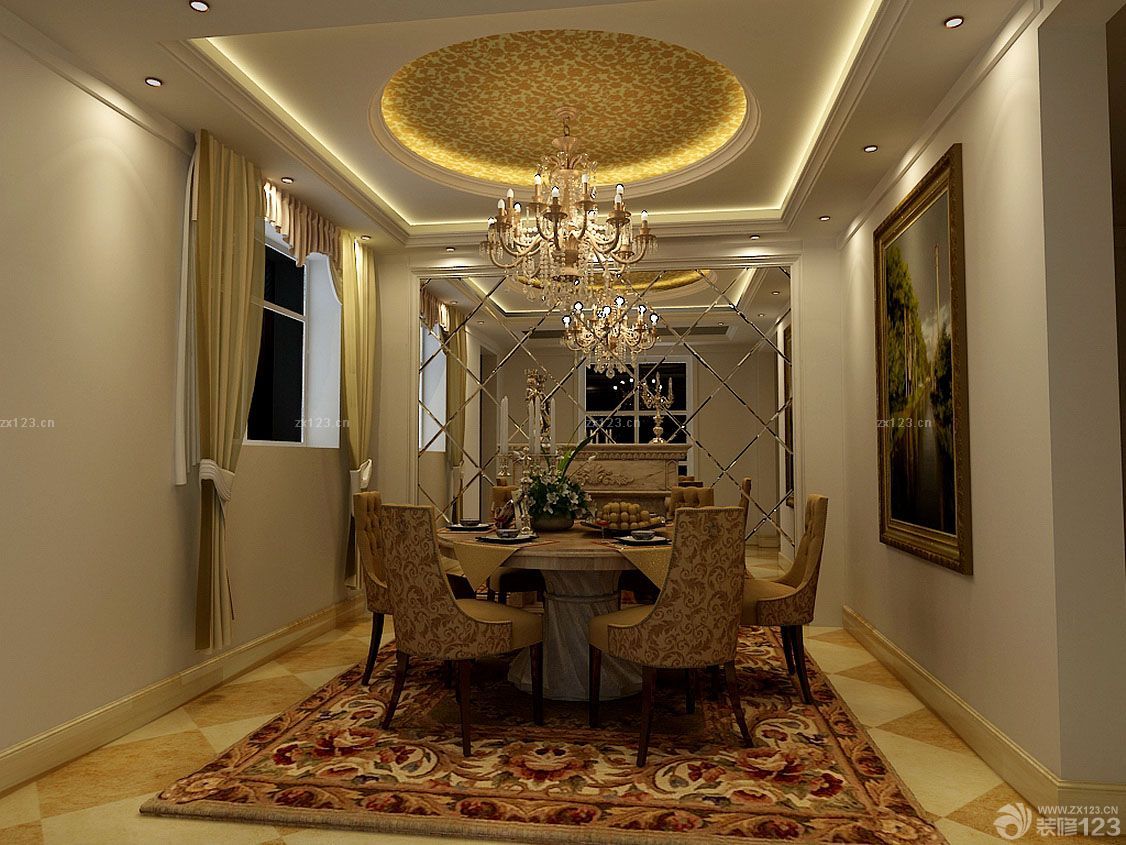 古典欧式风格家庭餐厅设计装修图片