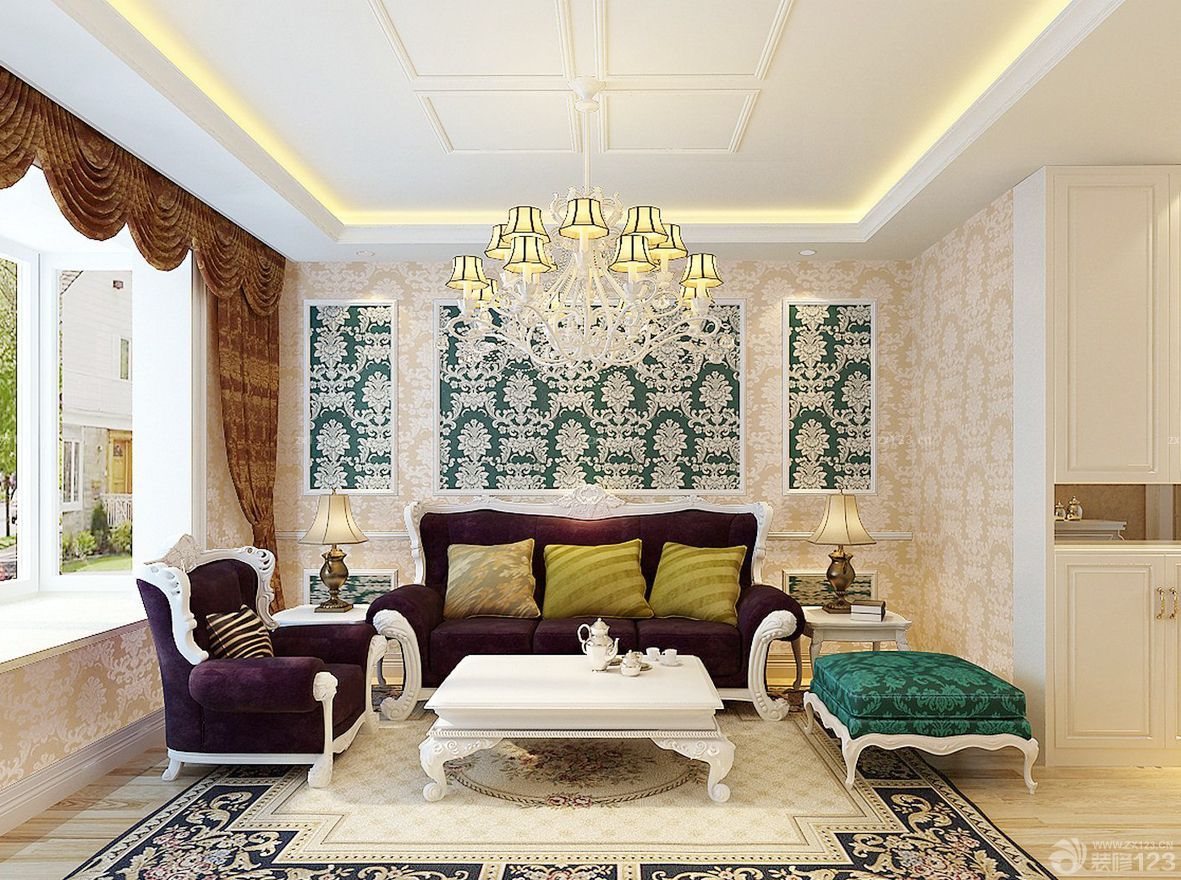 欧式小户型客厅家具搭配装修图