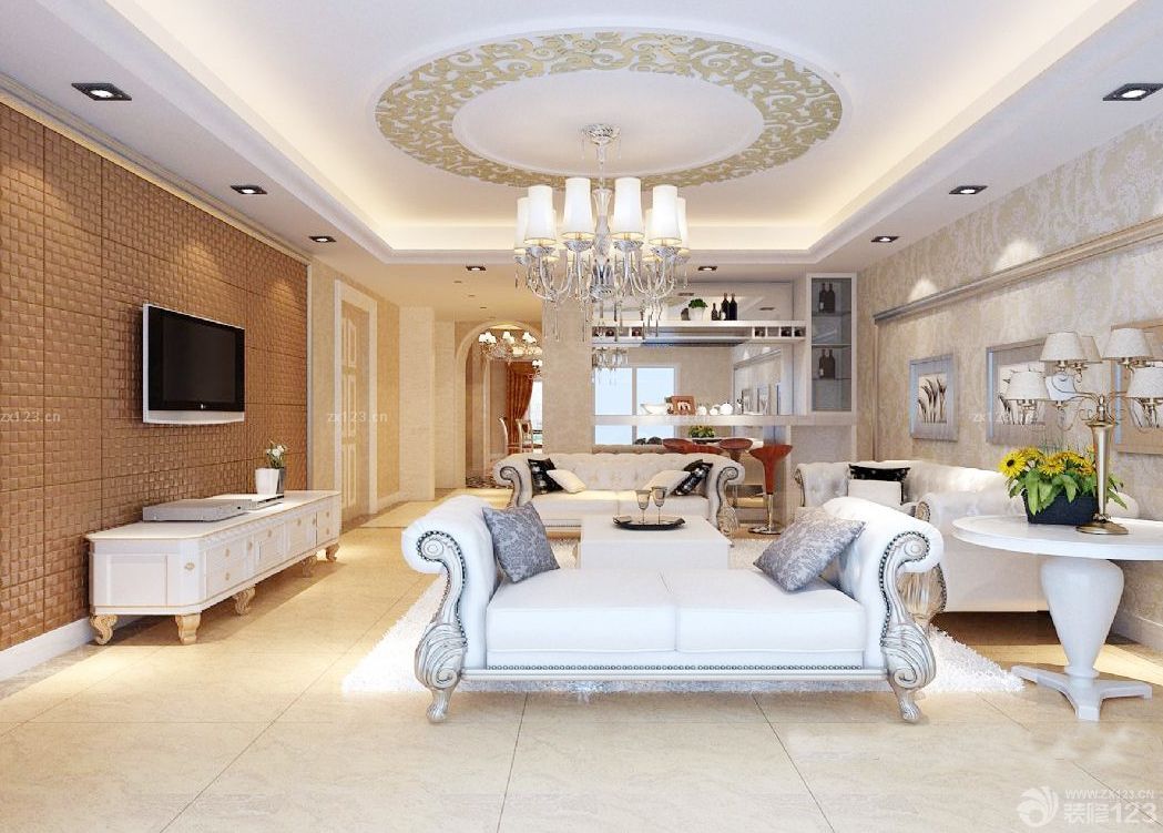 阴面客厅吊顶设计装修效果图