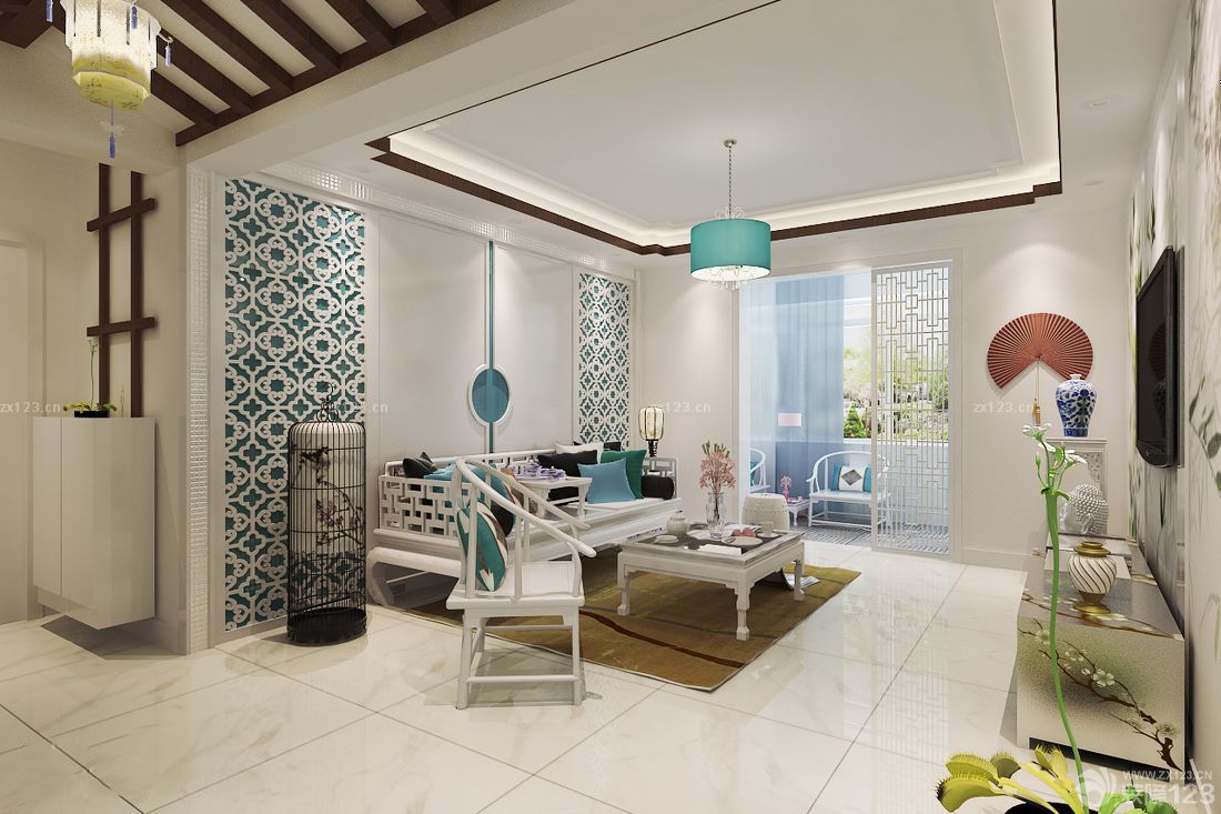 现代中式客厅仿古沙发装修效果图片大全