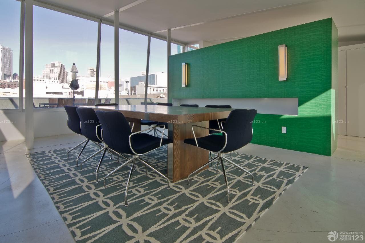 公司会议室绿色墙面装修设计效果图片