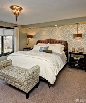 美式乡村混搭风格实用小三室卧室的装修图