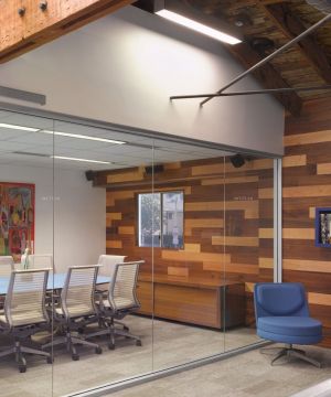 公司会议室木质墙面装修设计效果图片