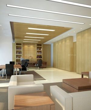 大型写字楼室内设计木质墙面装修效果图片