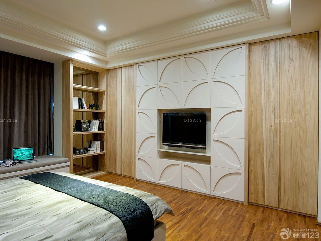 简单卧室电视背景墙暗门效果图2025