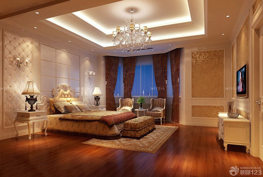 古典欧式风格卧室电视背景墙暗门效果图2025