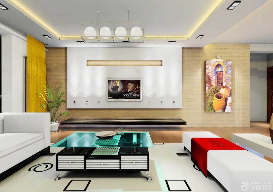 现代风格设计客厅电视背景墙装修图