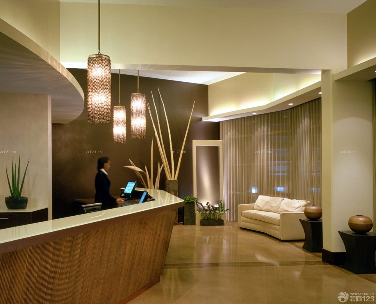 小型酒店大堂前台设计效果图图片欣赏