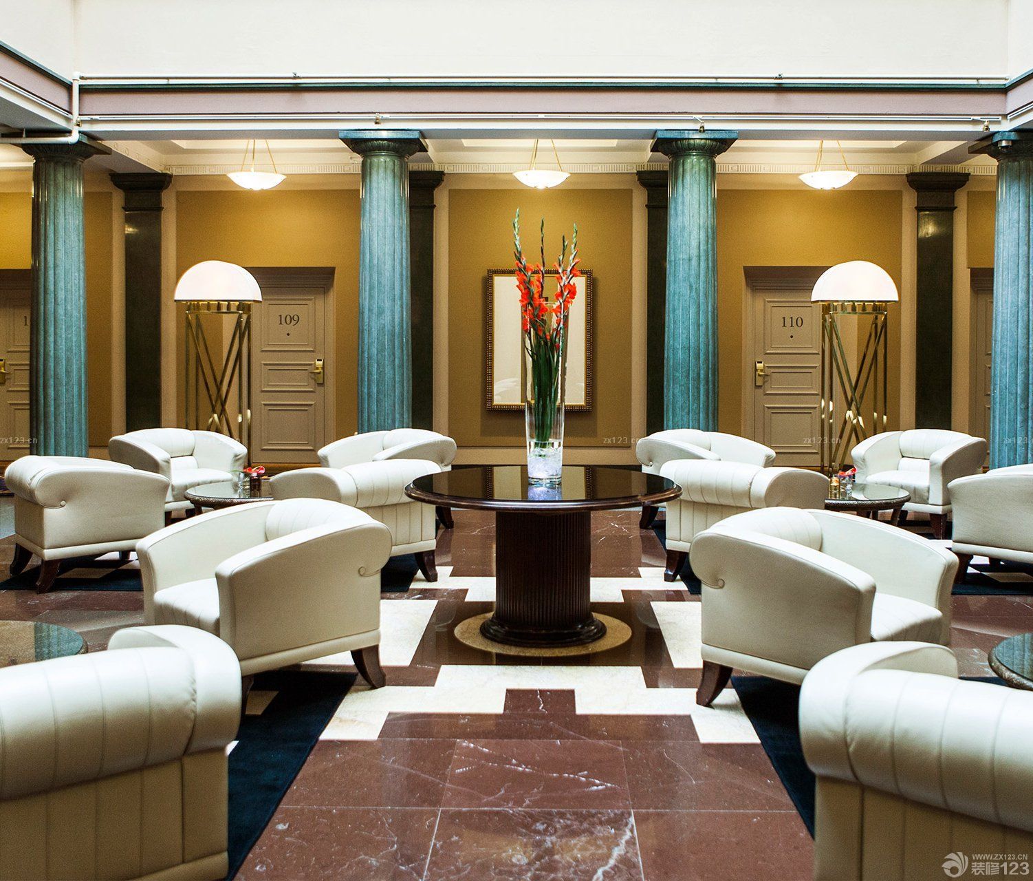 2025最新小型酒店大堂大理石地砖装修效果图片