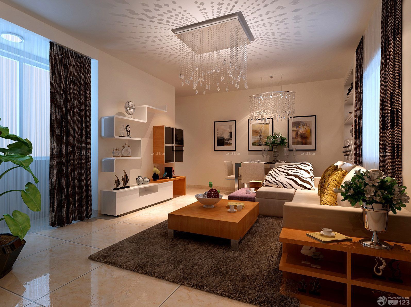 家庭客厅与阳台隔断装修效果图大全2025图片