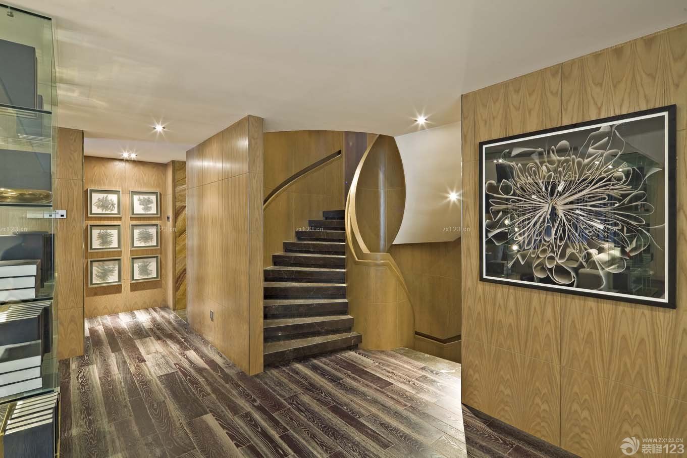 现代公司楼梯间防滑地板砖设计图片