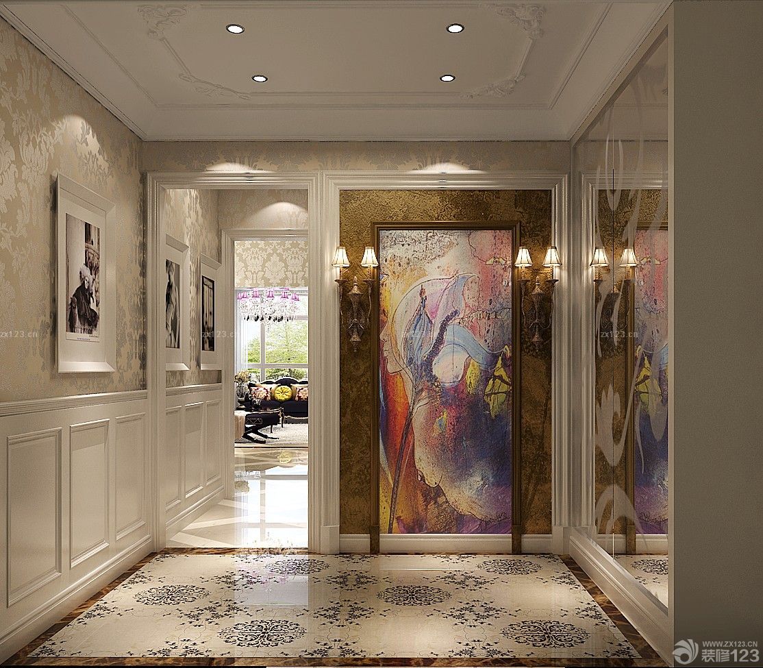 2025欧式室内入户吉祥地砖拼花装潢装修效果图