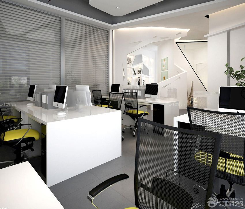 2023时尚写字楼内部设计办公桌椅装修效果图片