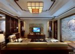 中式别墅客厅电视背景墙暗门装修效果图2023