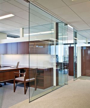 最新高层写字楼设计室内玻璃门装修效果图片