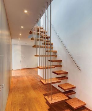 现代公司楼梯间不锈钢扶手设计图片