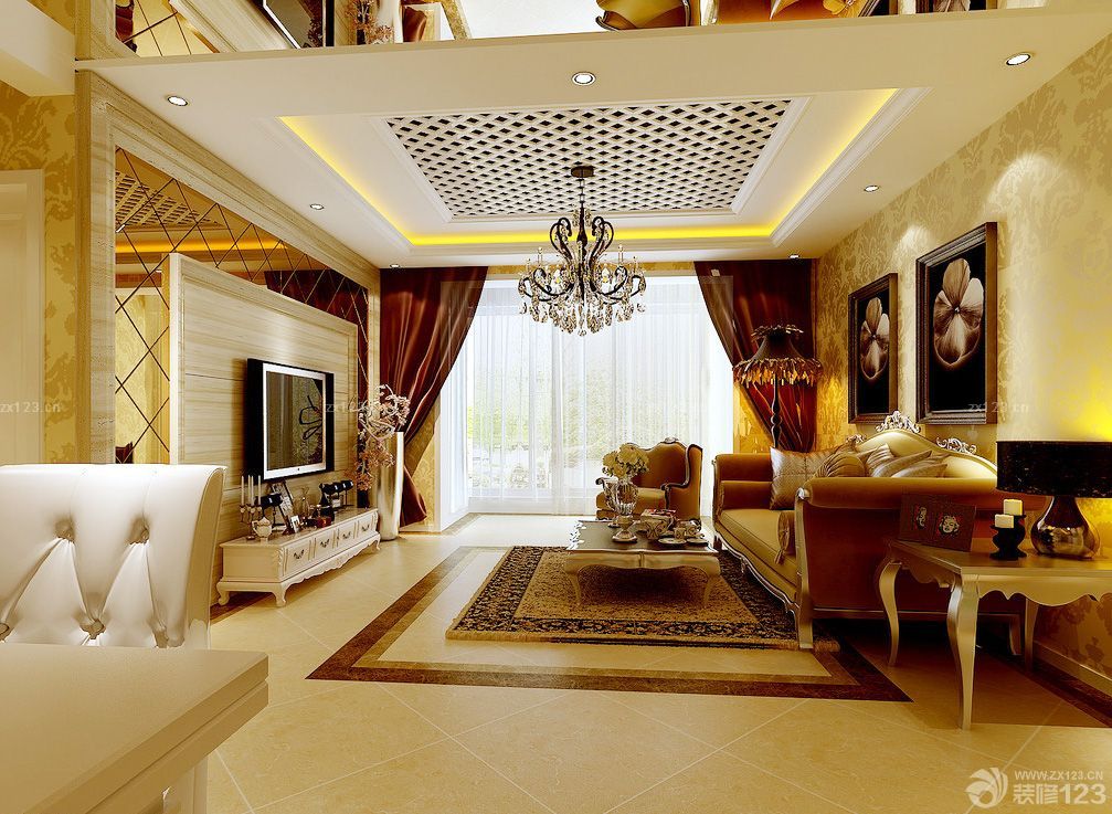 长形客厅吊顶设计效果图片