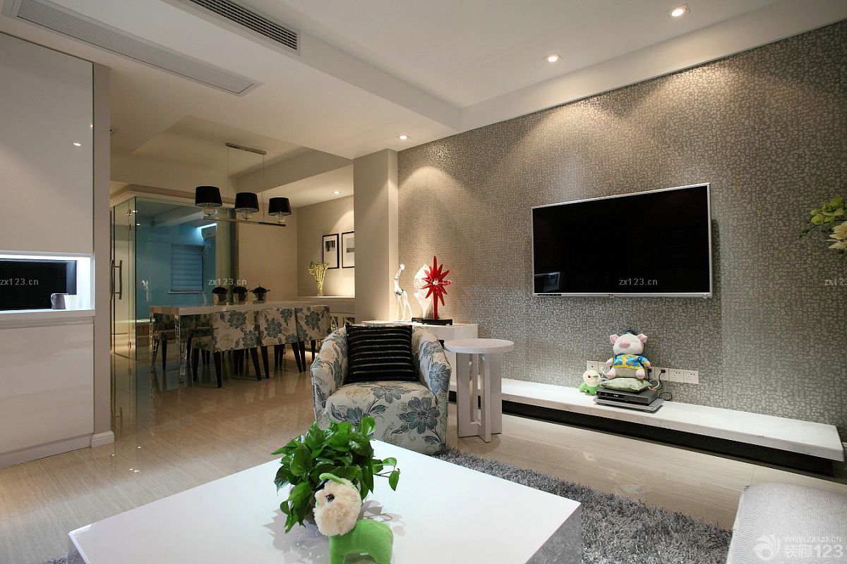 123平方米客厅电视墙设计的装修图片