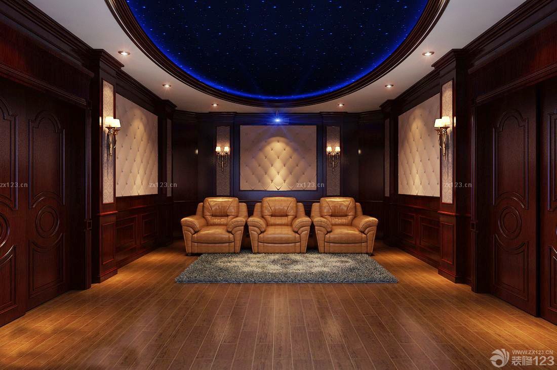 2025客厅家庭影院设计圆形吊顶装修图片