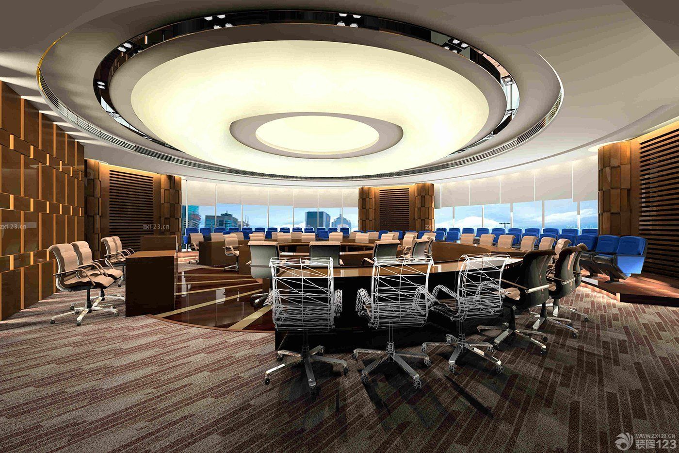 简约公司会议室圆形吊顶效果图