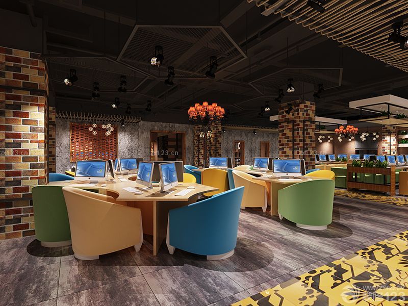 网吧大厅吊顶设计效果图片欣赏