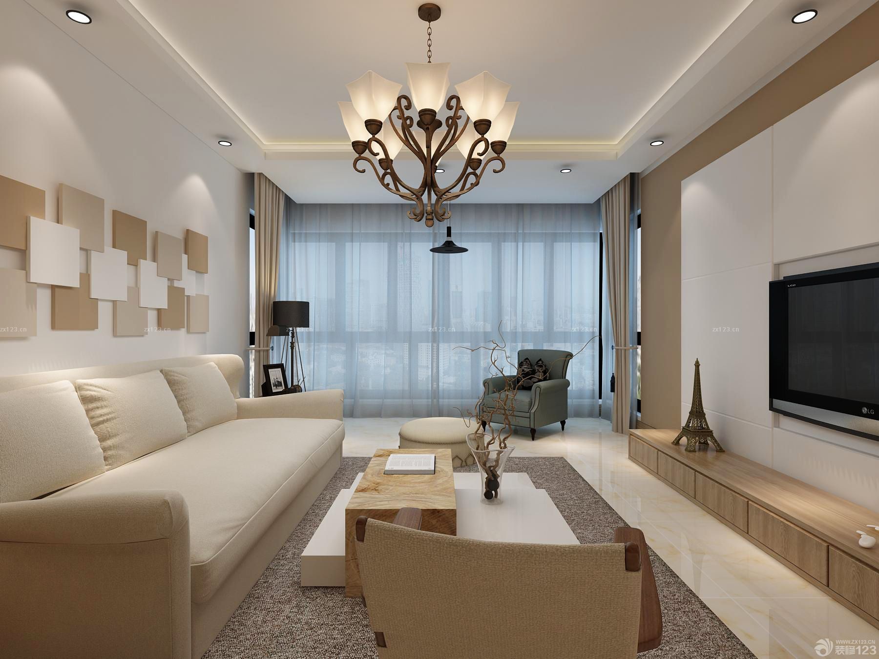 室内客厅石膏板吊顶效果图