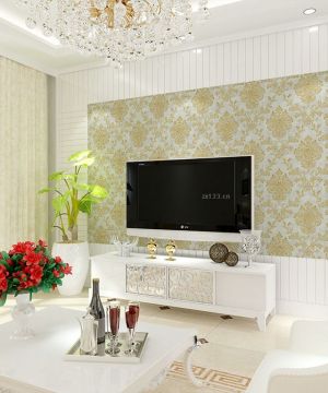 现代欧式客厅壁纸电视背景墙效果图