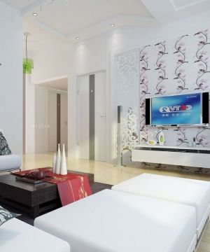 90平米两室两厅客厅壁纸电视背景墙效果图