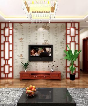 现代家装风格客厅壁纸电视背景墙