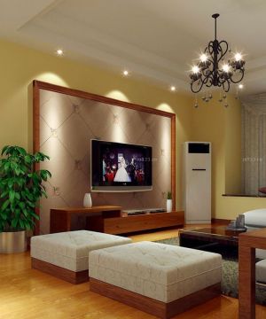 现代家装风格客厅壁纸电视背景墙图