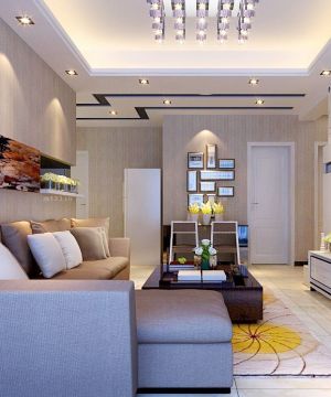现代简约风格客厅转角沙发装修设计效果图片大全