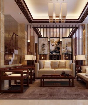 古典装修风格客厅满贴墙砖效果图