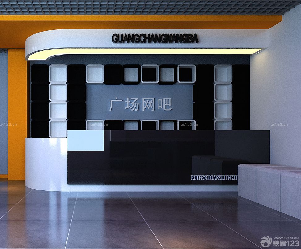 2025网吧室内收银台设计装修效果图