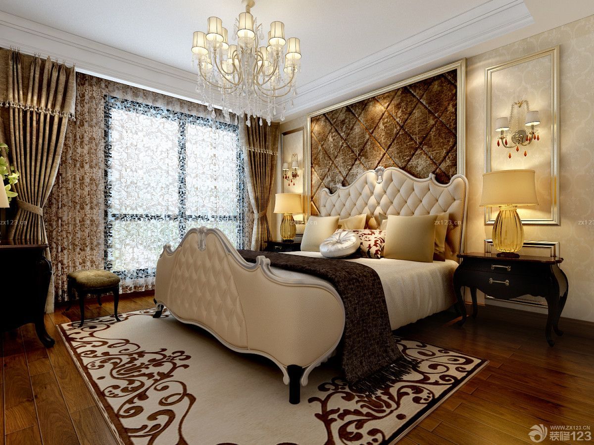 120平三室两厅2卫古典欧式风格卧室装修图集