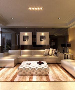120平三室两厅2卫欧式客厅沙发摆放装修效果图片2023