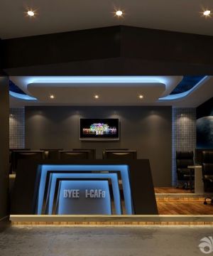 高档网吧室内吊顶装修设计效果图片2025