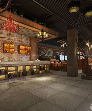 大型特色网吧室内地板砖装修实景图片