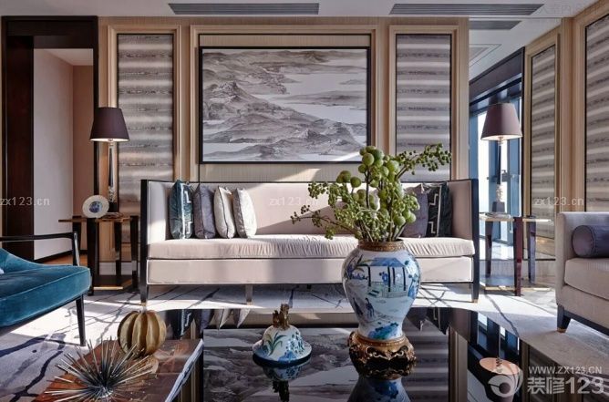 新中式客厅沙发背景墙装饰设计