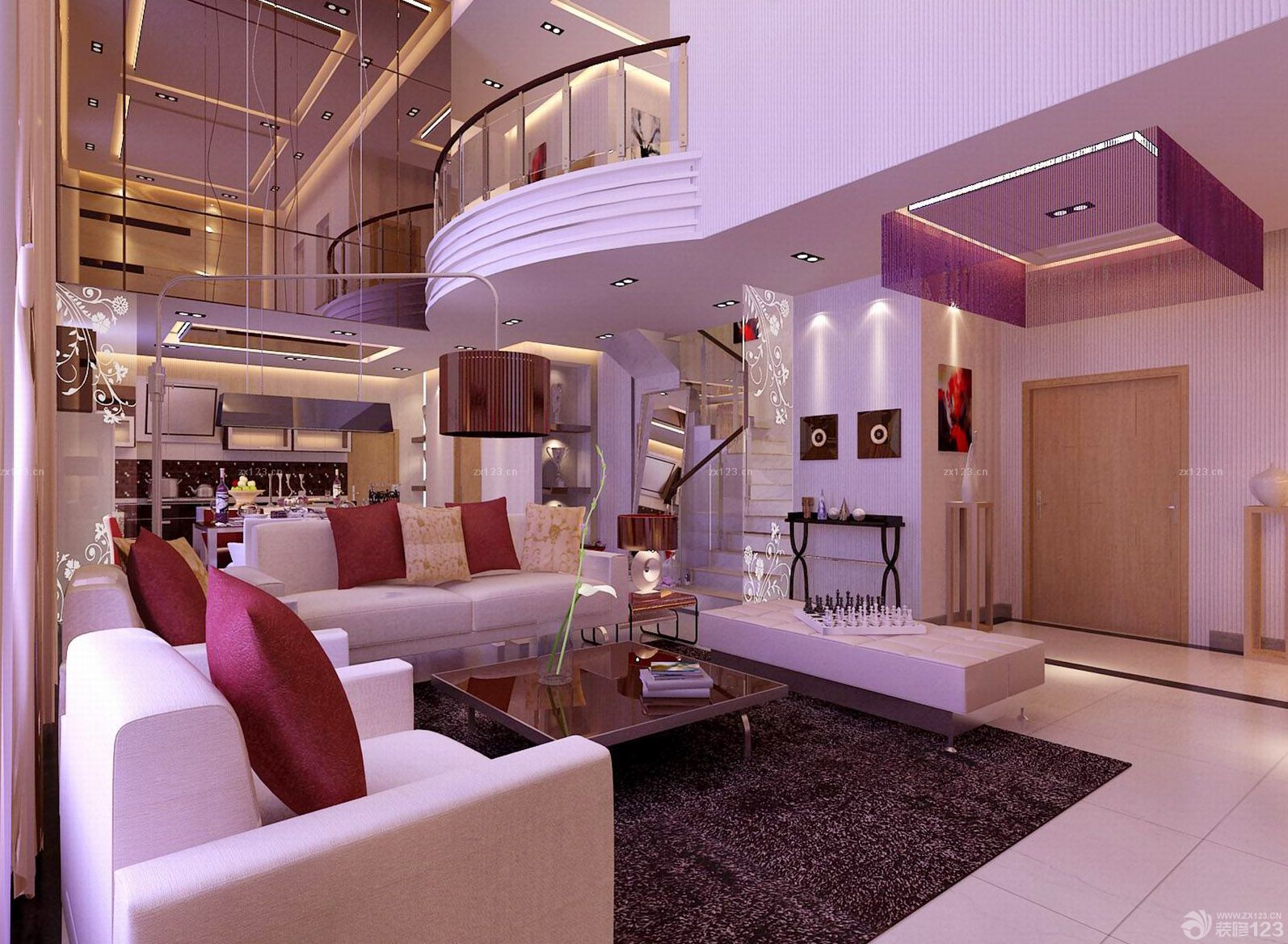 欧式别墅室内楼梯扶手装修效果图片