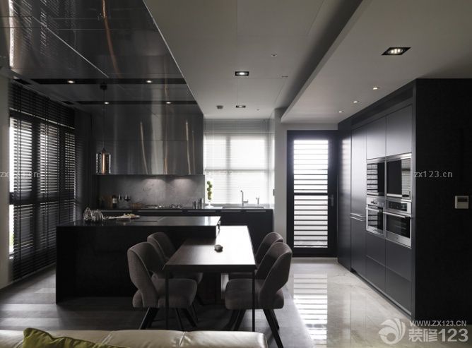 最新黑白风格室内厨房装修效果图大全