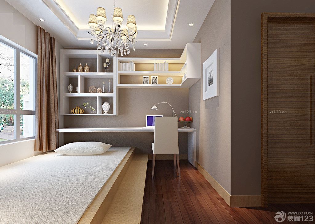 阳台改书房书厨装修效果 