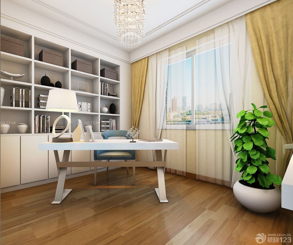 现代欧式风格装修设计书房书厨效果图