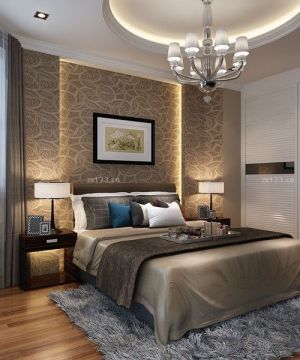 现代风格家装卧室床头背景墙设计效果图片