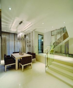 现代欧式家居室内玻璃楼梯扶手效果图