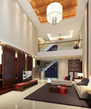 新中式别墅室内楼梯扶手装修效果图片