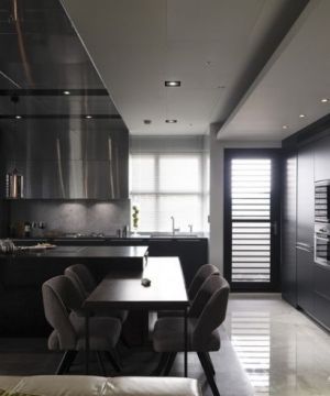 最新黑白风格室内厨房装修效果图大全