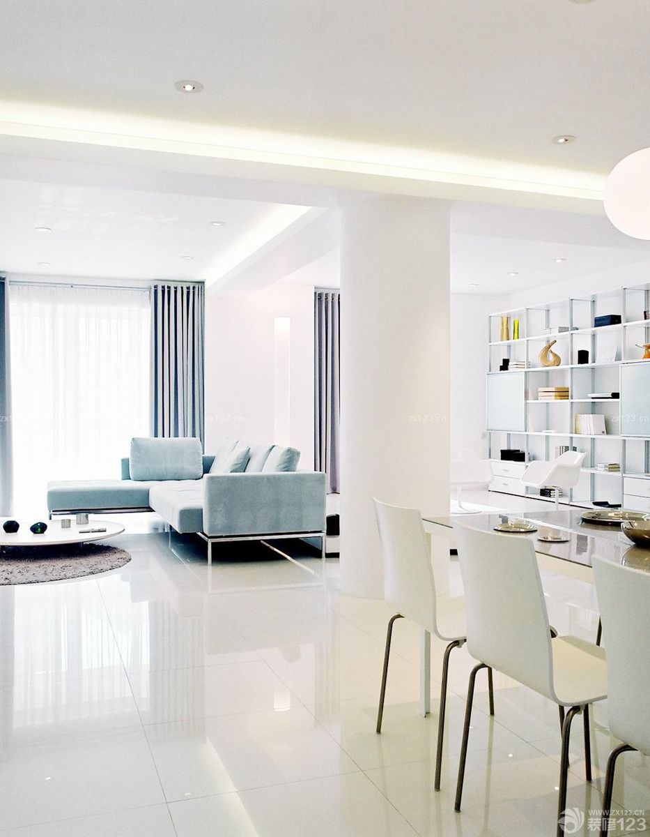 大型别墅设计餐厅连客厅装修效果图片