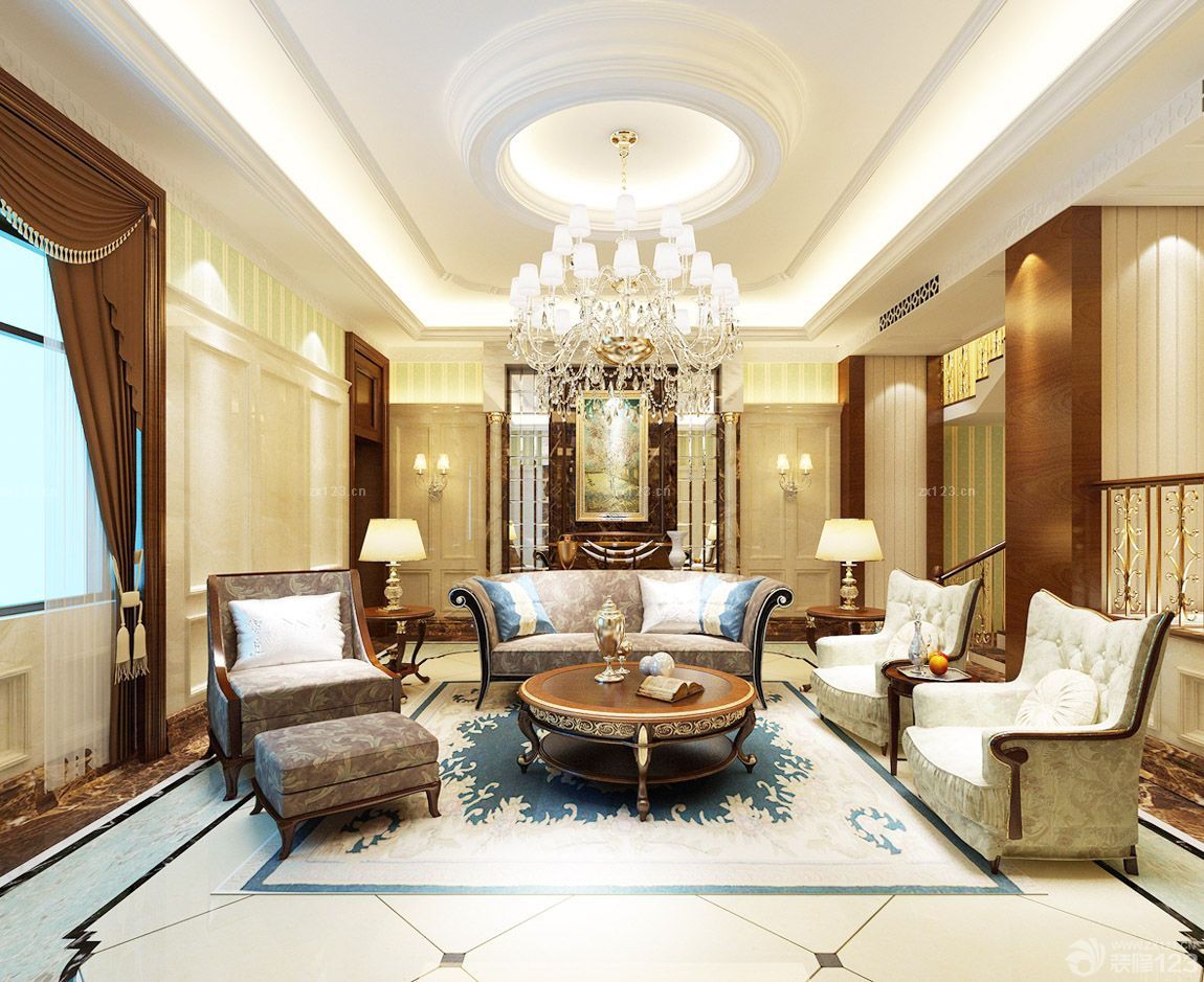 欧式大户型客厅吊灯装修