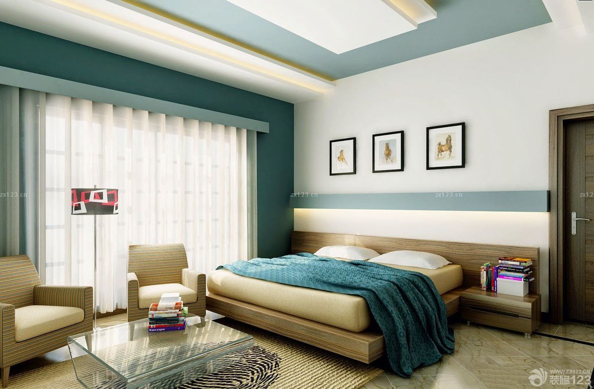 安置房60平方简装地中海风格卧室设计效果图
