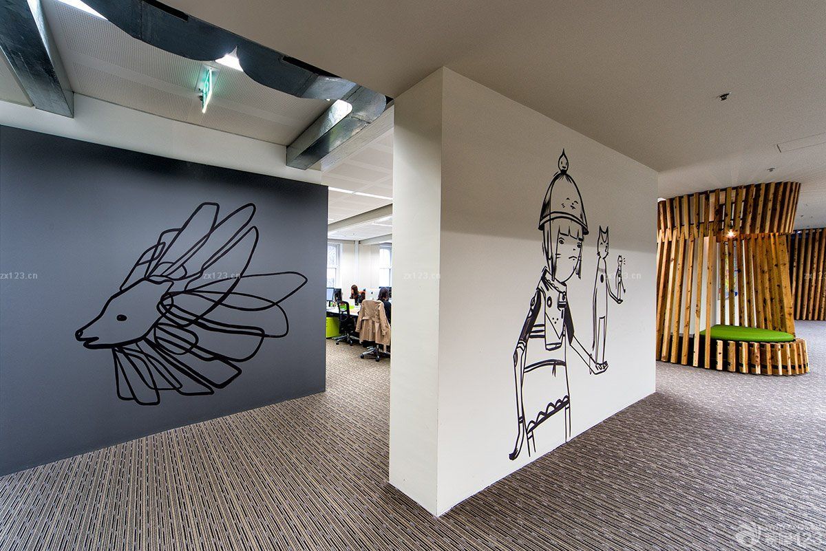 最新公司彩绘背景墙设计效果图